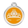 Red Dingo Stainless Steel Engraved Dog Tag Crown Orange