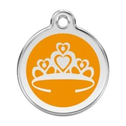 Red Dingo Stainless Steel Engraved Dog Tag Crown Orange