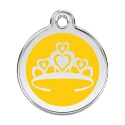 Red Dingo Stainless Steel Engraved Dog Tag Crown Yellow