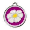 Red Dingo Stainless Steel Engraved Dog Tag Daisy Flower Purple -Pet Life Shop 01 DA PU LG