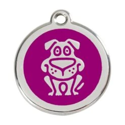 Red Dingo Stainless Steel Engraved Dog Tag Dog Purple