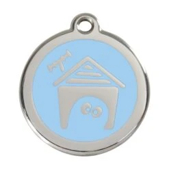 Red Dingo Stainless Steel Engraved Dog Tag Dog House Light Blue