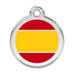 Red Dingo Stainless Steel Engraved Dog Tag Spanish Flag Yellow