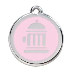 Red Dingo Stainless Steel Engraved Dog Tag Fire Hydrant Pink