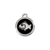 Red Dingo Stainless Steel Engraved Cat Tag Fish Black 1 Red Dingo Stainless Steel Engraved Cat Tag Fish Black -Pet Life Shop 01 FI BB SM