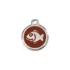 Red Dingo Stainless Steel Engraved Cat Tag Fish Brown
