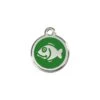 Red Dingo Stainless Steel Engraved Cat Tag Fish Green -Pet Life Shop 01 FI GR SM