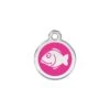 Red Dingo Stainless Steel Engraved Cat Tag Fish Hot Pink -Pet Life Shop 01 FI HP SM