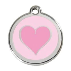 Red Dingo Stainless Steel Engraved Dog Tag Heart Pink Pink