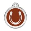 Red Dingo Stainless Steel Engraved Dog Tag Horse Shoe Brown