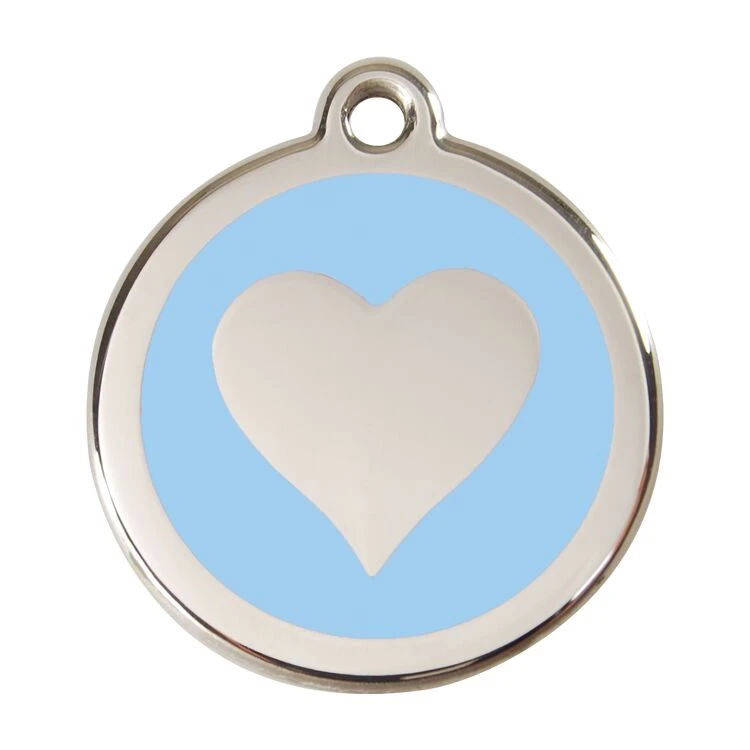 Red Dingo Stainless Steel Engraved Dog Tag Heart Light Blue 3 Red Dingo Stainless Steel Engraved Dog Tag Heart Light Blue