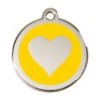 Red Dingo Stainless Steel Engraved Dog Tag Heart Yellow -Pet Life Shop 01 HT YE LG