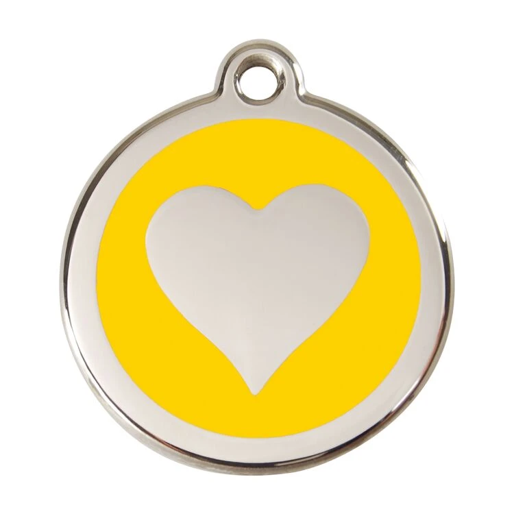 Red Dingo Stainless Steel Engraved Dog Tag Heart Yellow 3 Red Dingo Stainless Steel Engraved Dog Tag Heart Yellow