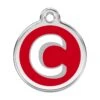 Red Dingo Stainless Steel Engraved Dog Tag Alphabet Tag Letter C Red