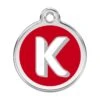 Red Dingo Stainless Steel Engraved Dog Tag Alphabet Tag Letter K Red