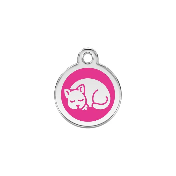 Red Dingo Stainless Steel Engraved Cat Tag Kitten Hot Pink 3 Red Dingo Stainless Steel Engraved Cat Tag Kitten Hot Pink