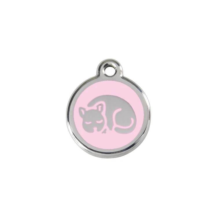 Red Dingo Stainless Steel Engraved Cat Tag Kitten Pink 3 Red Dingo Stainless Steel Engraved Cat Tag Kitten Pink
