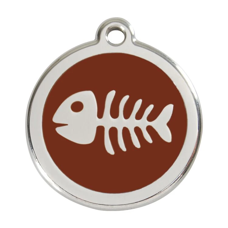 Red Dingo Stainless Steel Engraved Dog Tag Fish Skeleton Brown 3 Red Dingo Stainless Steel Engraved Dog Tag Fish Skeleton Brown