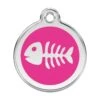 Red Dingo Stainless Steel Engraved Dog Tag Fish Skeletton Hot Pink