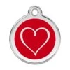 Red Dingo Stainless Steel Engraved Dog Tag Tribal Heart Red