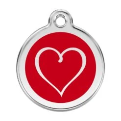 Red Dingo Stainless Steel Engraved Dog Tag Tribal Heart Red