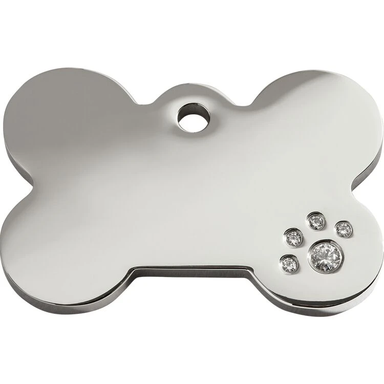 Red Dingo Diamante Engraved Dog Tag Bone 3 Red Dingo Diamante Engraved Dog Tag Bone