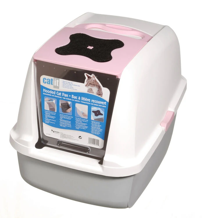 Catit Hooded Cat Litter Tray Pink 3 Catit Hooded Cat Litter Tray Pink