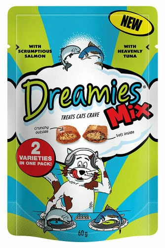 Dreamies Cat Treats Mix With Salmon & Tuna - 60g 3 Dreamies Cat Treats Mix With Salmon & Tuna - 60g