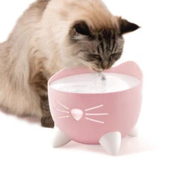 Catit Pixi Cat Water Fountain Light Pink -Pet Life Shop 43716 catit pixi fountain pink cat drinking 1
