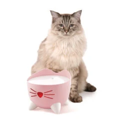 Catit Pixi Cat Water Fountain Light Pink -Pet Life Shop 43716 catit pixi fountain pink no water with cat 1