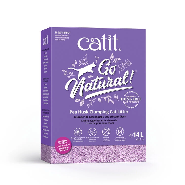 Catit Go Natural Pea Husk Clumping Cat Litter 14L Lavender 3 Catit Go Natural Pea Husk Clumping Cat Litter 14L Lavender