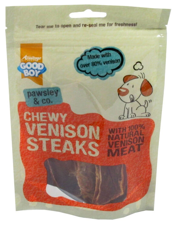 12 X Good Boy Pawsley & Co Chewy Venison Steaks 80g 3 12 X Good Boy Pawsley & Co Chewy Venison Steaks 80g