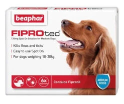 Beaphar FIPROtec Flea & Tick Spot On Medium Dog (10-20kg) - 6 Treatments
