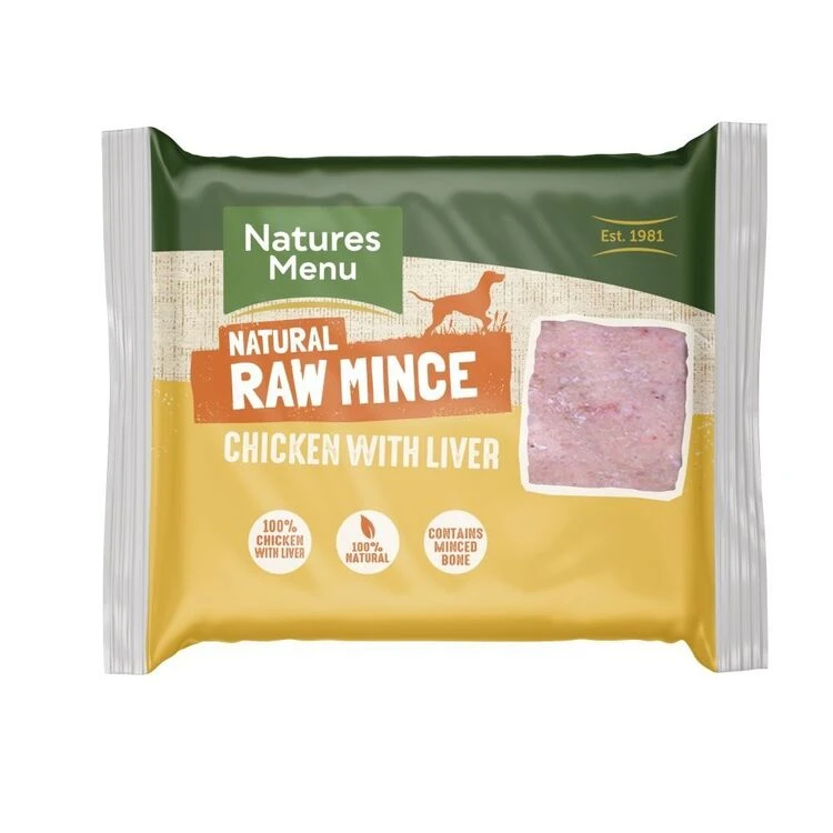 Natures Menu Minced Chicken & Liver Raw Dog Food 3 Natures Menu Minced Chicken & Liver Raw Dog Food