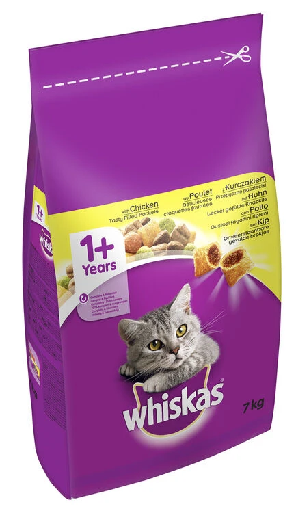 Whiskas 1+ Cat Complete Dry With Chicken 7kg 3 Whiskas 1+ Cat Complete Dry With Chicken 7kg