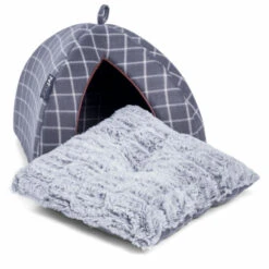 Petface Grey Window Pane Check Cat Igloo -Pet Life Shop 5aa7e48530b610.05287088