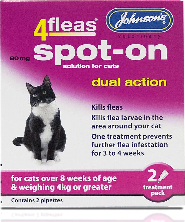 Johnson's 4fleas Spot-On Dual Action For Cats Over 4kg - 2 Treatments 3 Johnson's 4fleas Spot-On Dual Action For Cats Over 4kg - 2 Treatments