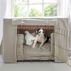 Lords & Labradors Dog Crate Set In Savanna Oatmeal -Pet Life Shop dog crate bumper in savanna oatmeal by lords labradors front