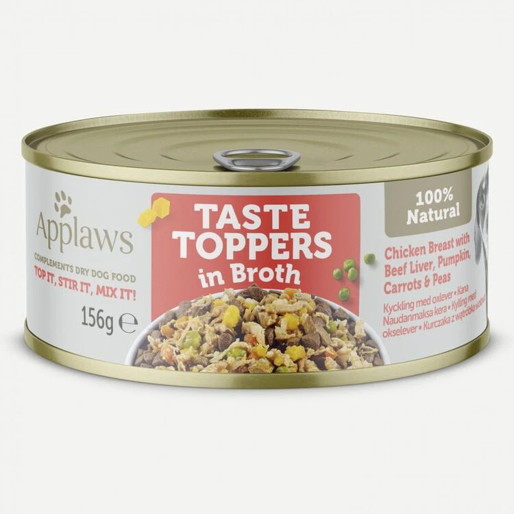 12 X Applaws Taste Toppers Natural Chicken Ham & Veg In Broth Tin Dog Food 156g 3 12 X Applaws Taste Toppers Natural Chicken Ham & Veg In Broth Tin Dog Food 156g
