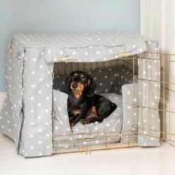 Lords & Labradors Dog Crate Set In Grey Spot