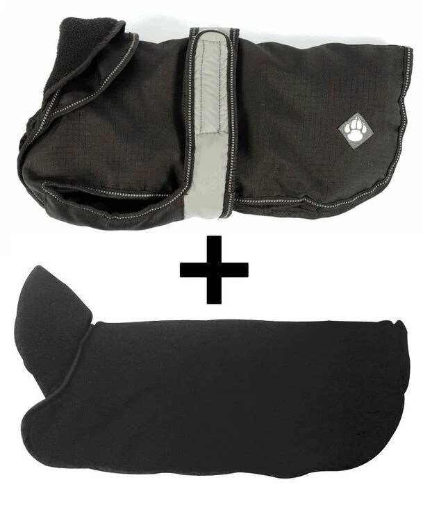 Danish Design 2 In 1 Black Four Seasons Waterproof Performance Dog Coat 3 Danish Design 2 In 1 Black Four Seasons Waterproof Performance Dog Coat