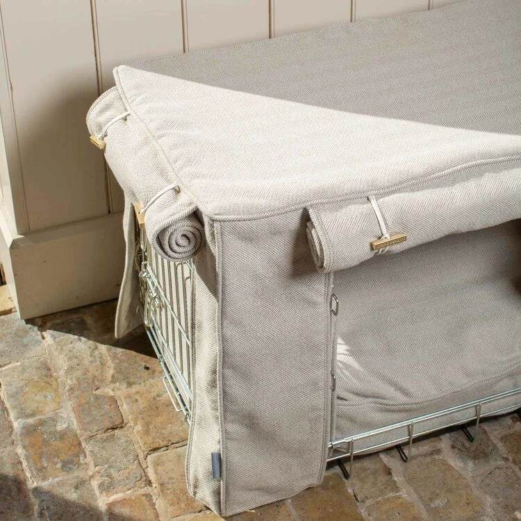 Lords & Labradors Dog Crate Set In Natural Herringbone 4 Lords & Labradors Dog Crate Set In Natural Herringbone - Image 2