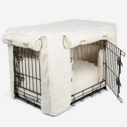 Lords & Labradors Dog Crate Set In Ivory Boucle 9 Lords & Labradors Dog Crate Set In Ivory Boucle -Pet Life Shop lords and labrdaors ivory crate set black crate side studio