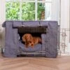 Lords & Labradors Dog Crate Set In Oxford Blue Herringbone -Pet Life Shop oxford crate set gold